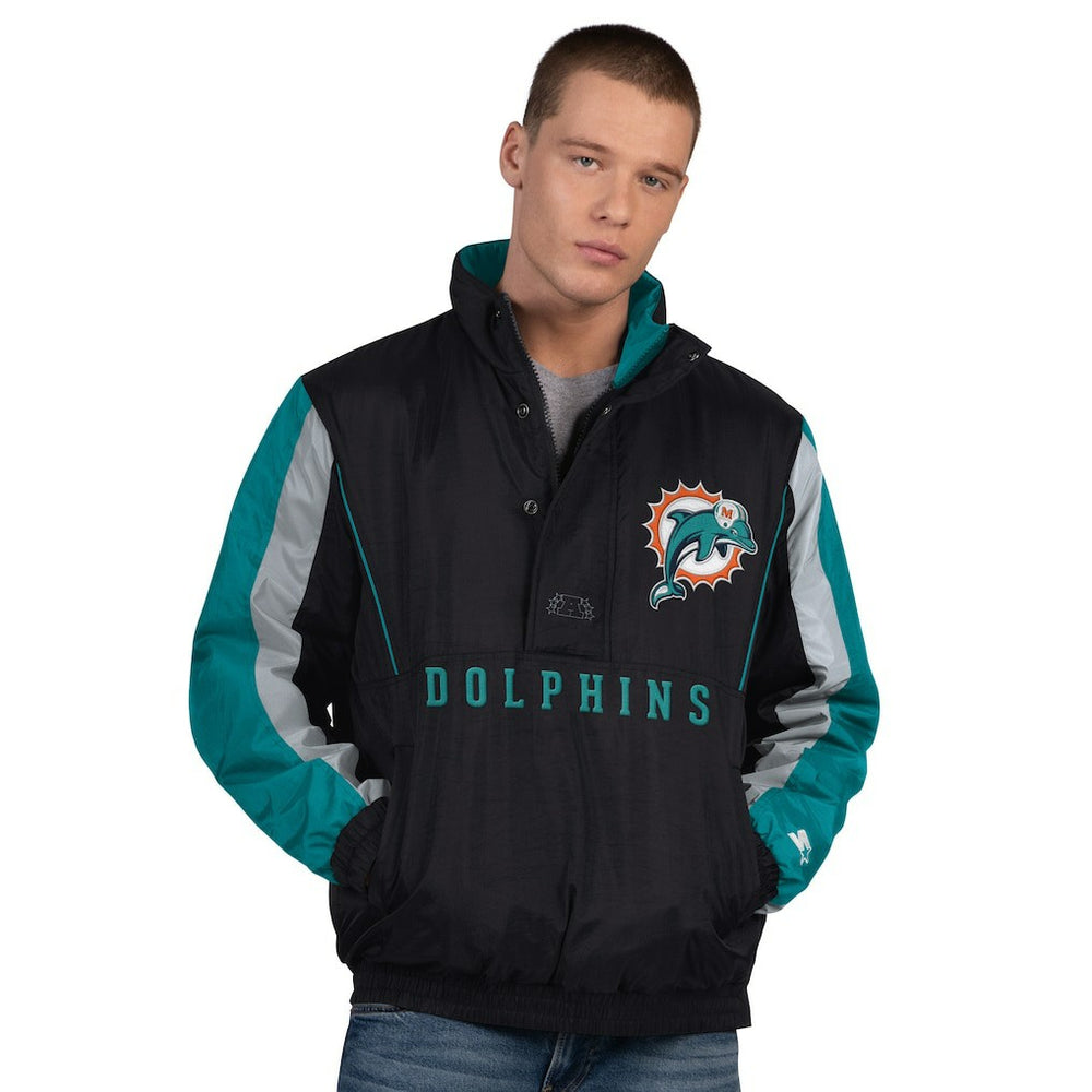 Miami Dolphins Starter Thursday Night Gridiron Vintage Logo Half-Zip Jacket - Black - NFL