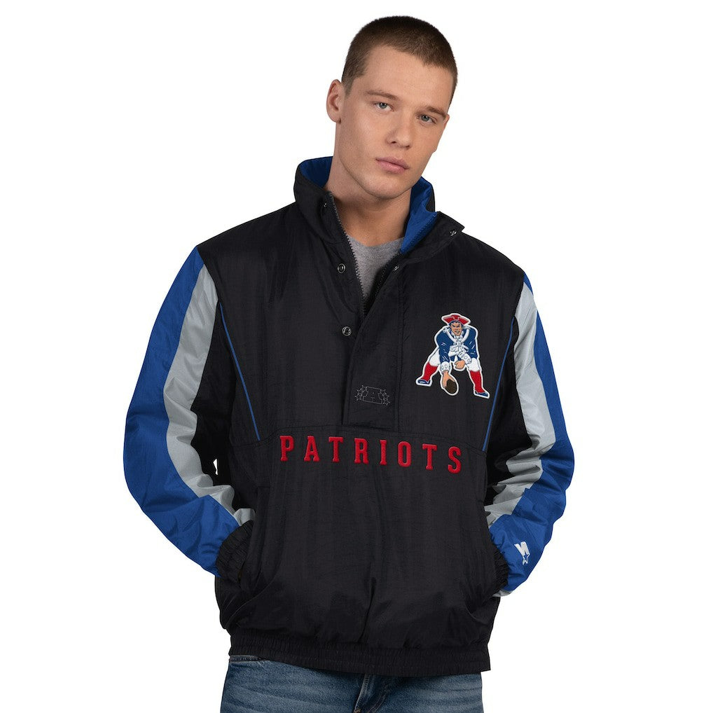 New England Patriots Starter Thursday Night Gridiron Vintage Logo Half-Zip Jacket - Black - NFL