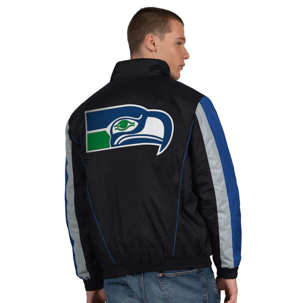 Seattle Seahawks Starter Thursday Night Gridiron Vintage Logo Half-Zip Jacket - Black - NFL