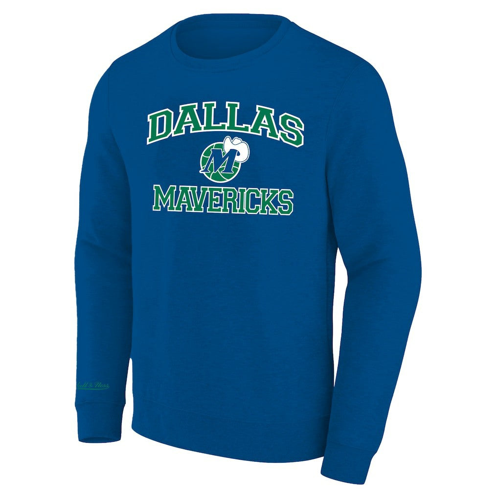 Mitchell & Ness Dallas Mavericks Hardwood Classics Big & Tall Crewneck Sweatshirt Heather Blue