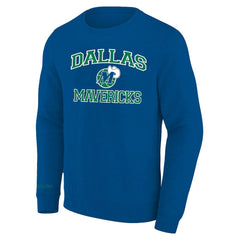 Mitchell & Ness Dallas Mavericks Hardwood Classics Big & Tall Crewneck Sweatshirt Heather Blue