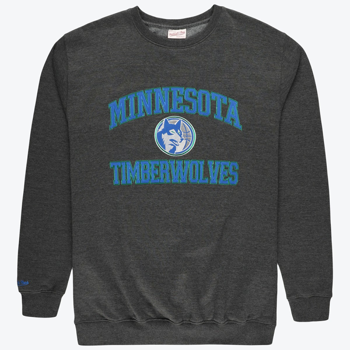 Mitchell & Ness Minnesota Timberwolves Hardwood Classics Big & Tall Crewneck Sweatshirt Heather Charcoal