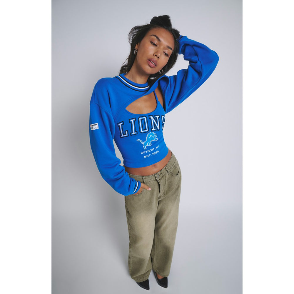 Detroit Lions Off Season Women's Fleece Shrug Cami - Blue - NFL