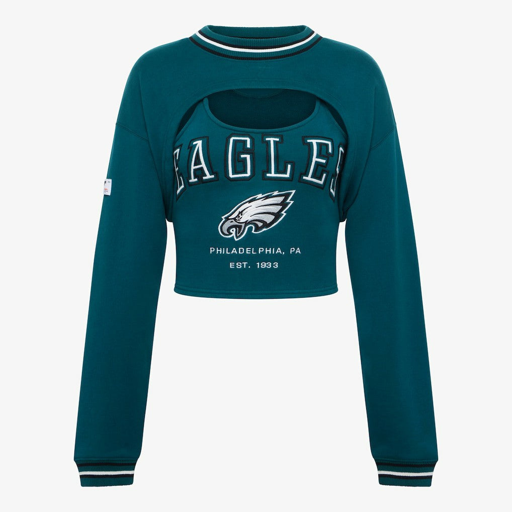Philadelphia Eagles Off Season Women's Fleece Shrug Cami - Midnight Green - NFL