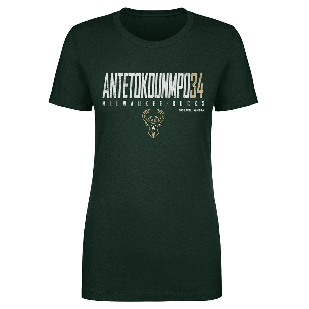 Giannis Antetokounmpo Milwaukee Bucks 500 Level Women's Elite T-Shirt Hunter Green