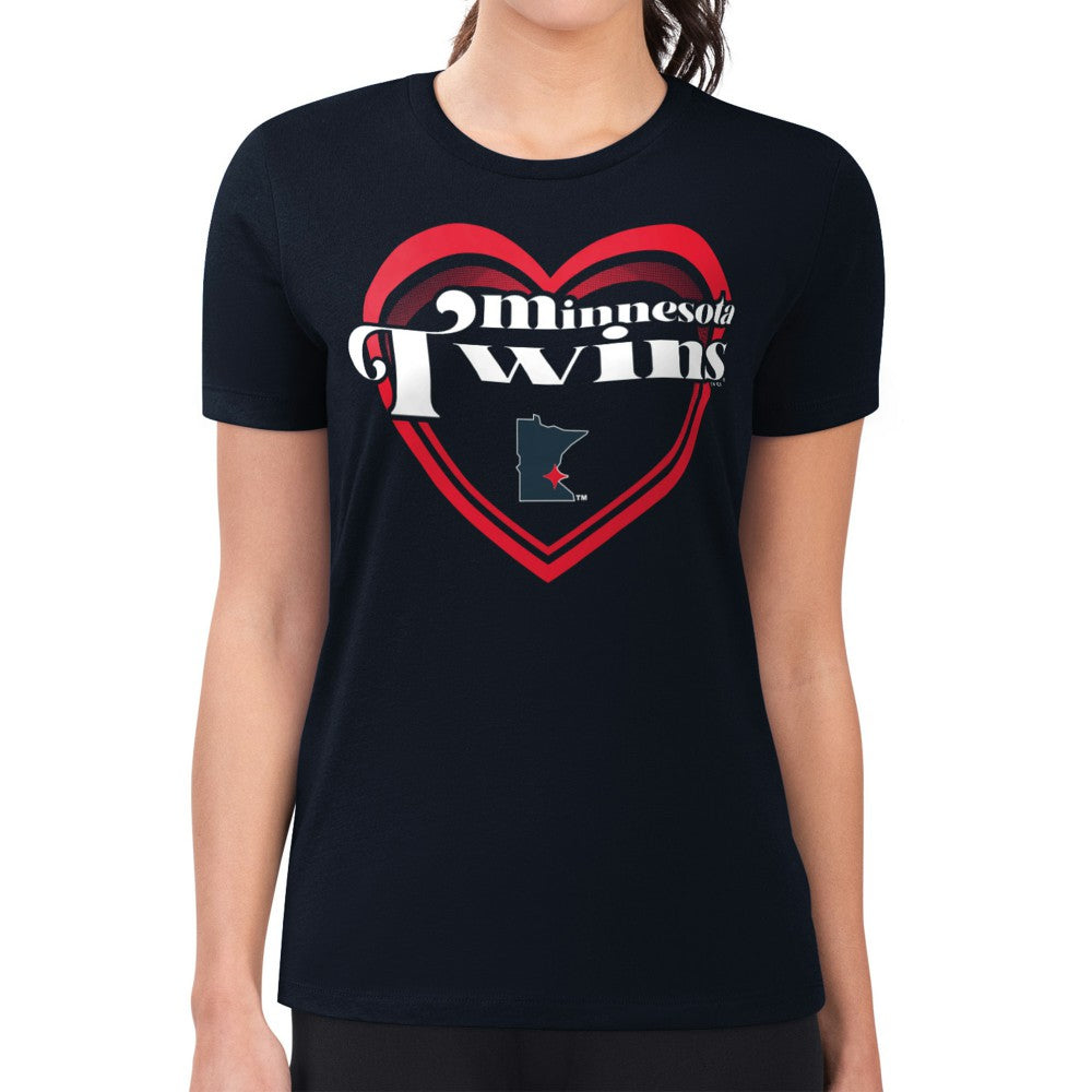 Minnesota Twins G-III 4Her by Carl Banks Women's Super-Slim Fit Lightweight Double Heart T-Shirt Online