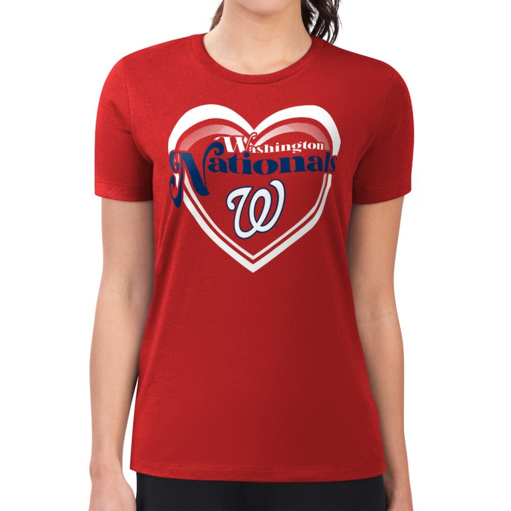 Washington Nationals G-III 4Her by Carl Banks Women's Super-Slim Fit Lightweight Double Heart T-Shirt for sale