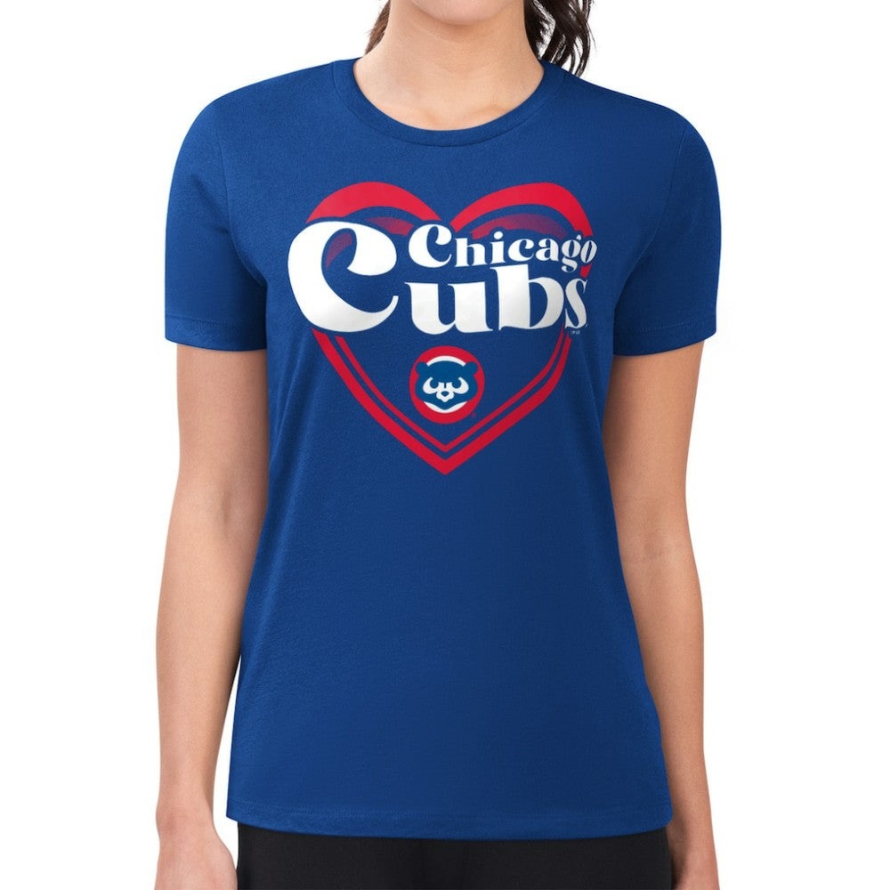 Chicago Cubs G-III 4Her by Carl Banks Women's Super-Slim Fit Lightweight Double Heart T-Shirt for sale