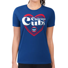 Chicago Cubs G-III 4Her by Carl Banks Women's Super-Slim Fit Lightweight Double Heart T-Shirt for sale