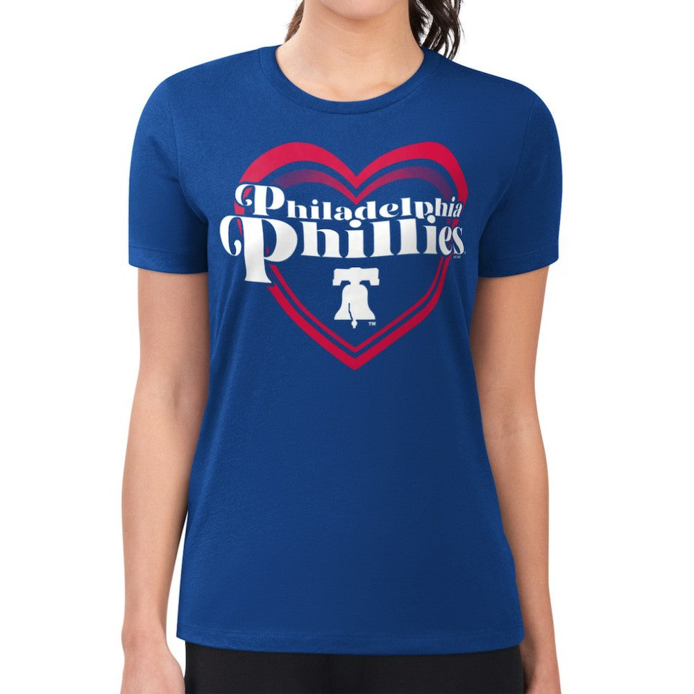 Philadelphia Phillies G-III 4Her by Carl Banks Women's Super-Slim Fit Lightweight Double Heart T-Shirt Outlet
