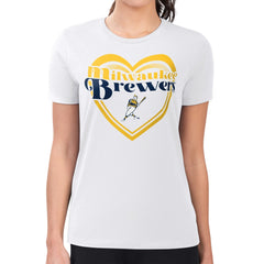 Milwaukee Brewers G-III 4Her by Carl Banks Women's Super-Slim Fit Lightweight Double Heart T-Shirt Near Me