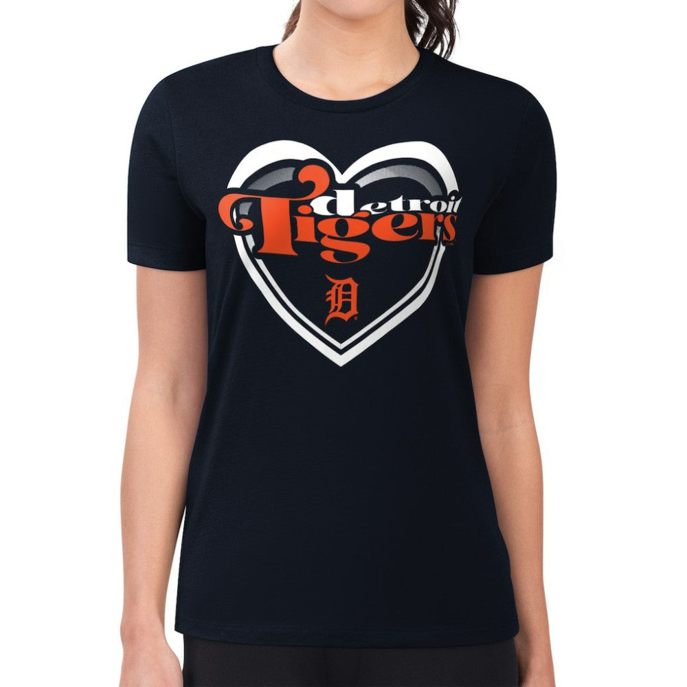 Detroit Tigers G-III 4Her by Carl Banks Women's Super-Slim Fit Lightweight Double Heart T-Shirt for sale