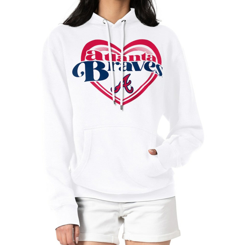Atlanta Braves G-III 4Her by Carl Banks Women's Double Heart Fleece Pullover Hoodie Sale