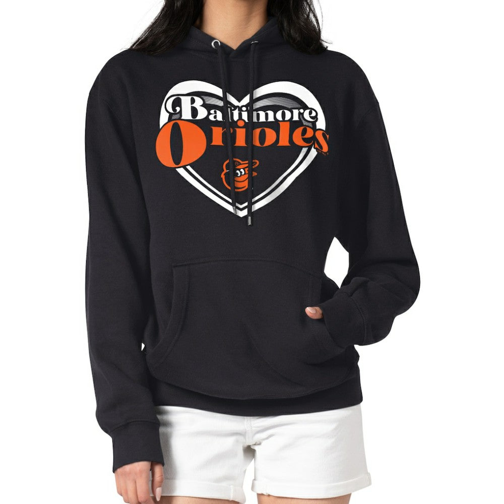Baltimore Orioles G-III 4Her by Carl Banks Women's Double Heart Fleece Pullover Hoodie Sale