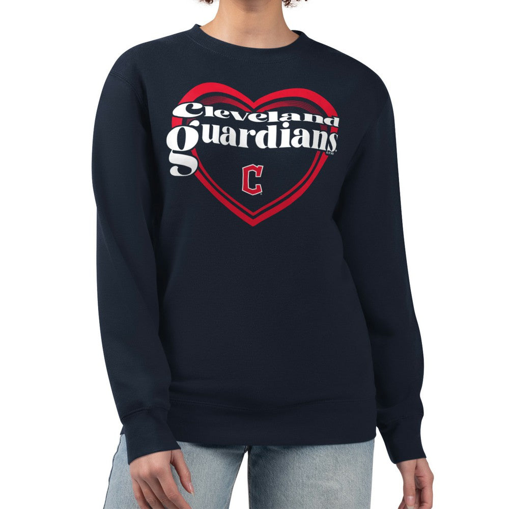 Cleveland Guardians G-III 4Her by Carl Banks Women's Double Heart Fleece Pullover Sweatshirt Online