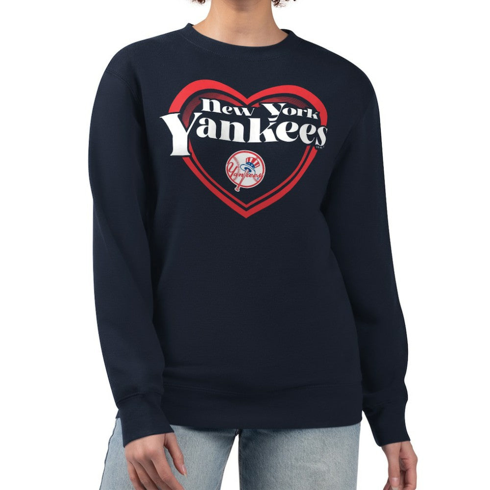 New York Yankees G-III 4Her by Carl Banks Women's Double Heart Fleece Pullover Sweatshirt for sale