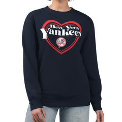 New York Yankees G-III 4Her by Carl Banks Women's Double Heart Fleece Pullover Sweatshirt for sale