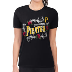 Pittsburgh Pirates G-III 4Her by Carl Banks Women's Super-Slim Fit Lightweight Retro Roses T-Shirt for sale