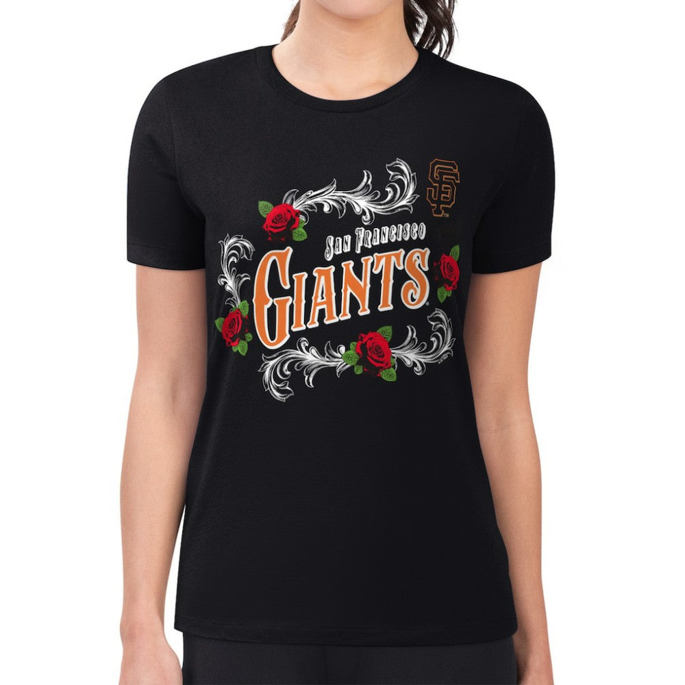 San Francisco Giants G-III 4Her by Carl Banks Women's Super-Slim Fit Lightweight Retro Roses T-Shirt Outlet