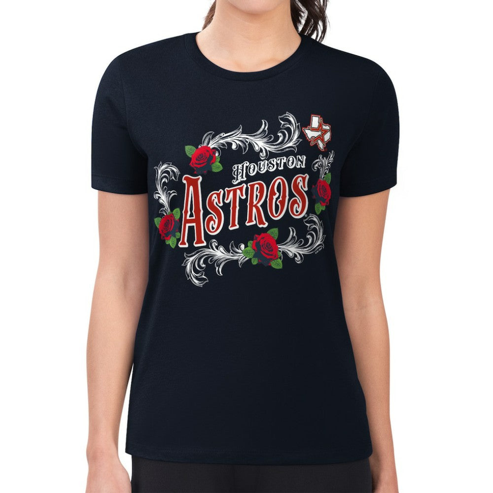 Houston Astros G-III 4Her by Carl Banks Women's Super-Slim Fit Lightweight Retro Roses T-Shirt for sale