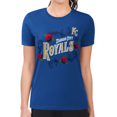 Kansas City Royals G-III 4Her by Carl Banks Women's Super-Slim Fit Lightweight Retro Roses T-Shirt Outlet