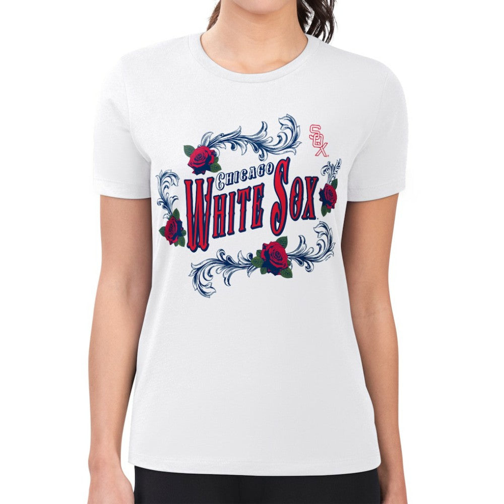 Chicago White Sox G-III 4Her by Carl Banks Women's Super-Slim Fit Lightweight Retro Roses T-Shirt Discount