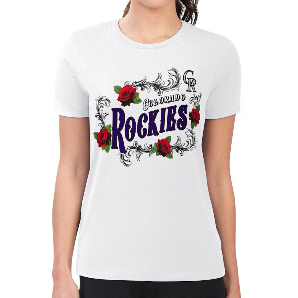Colorado Rockies G-III 4Her by Carl Banks Women's Super-Slim Fit Lightweight Retro Roses T-Shirt Online