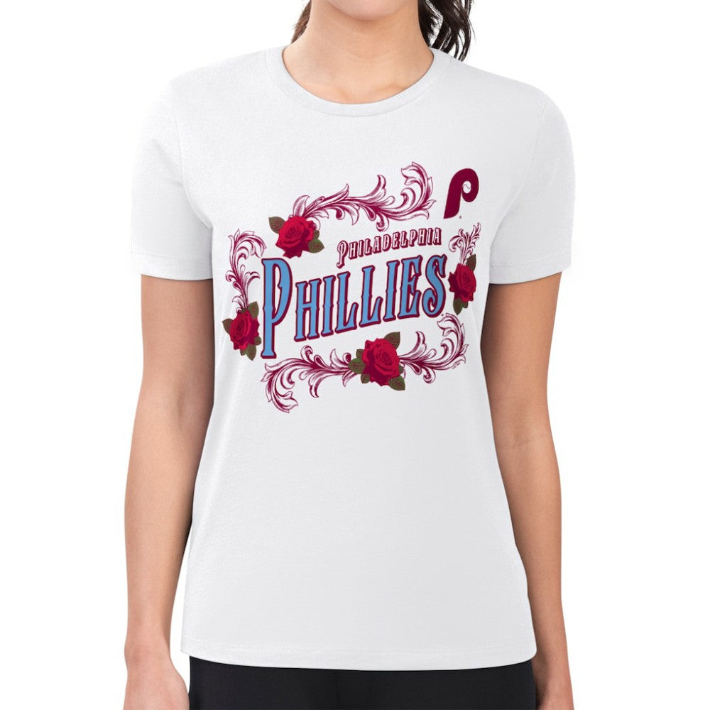Philadelphia Phillies G-III 4Her by Carl Banks Women's Super-Slim Fit Lightweight Retro Roses T-Shirt Sale