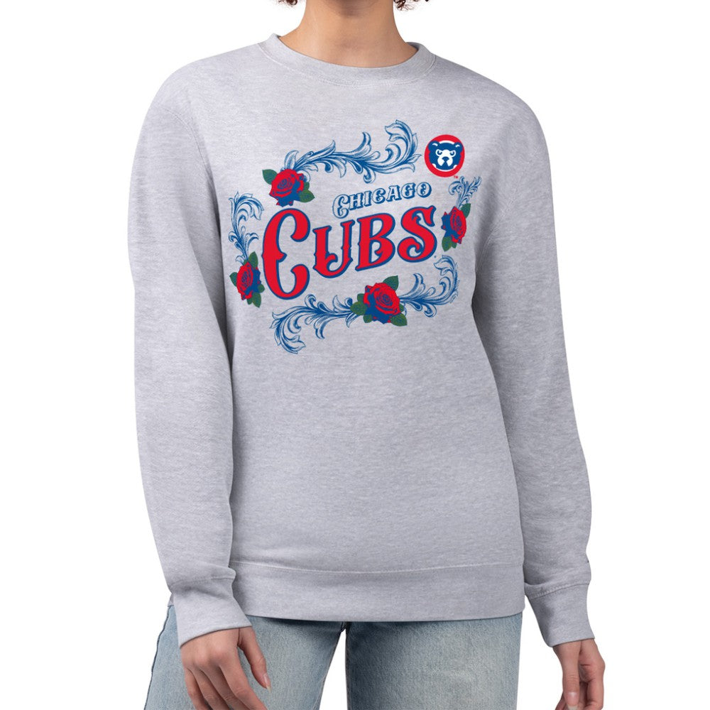 Chicago Cubs G-III 4Her by Carl Banks Women's Retro Roses Fleece Pullover Sweatshirt Outlet