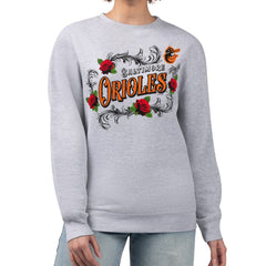 Baltimore Orioles G-III 4Her by Carl Banks Women's Retro Roses Fleece Pullover Sweatshirt Outlet