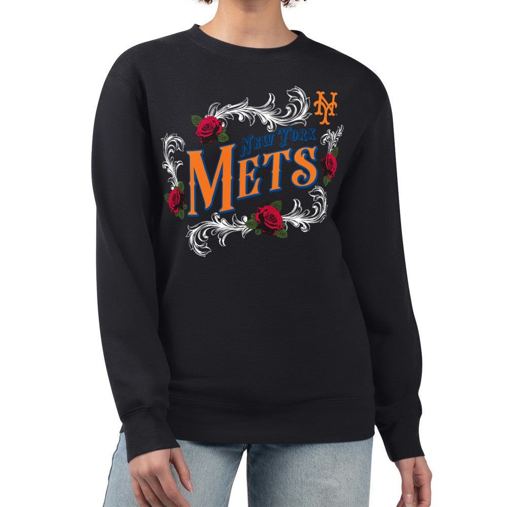 New York Mets G-III 4Her by Carl Banks Women's Retro Roses Fleece Pullover Sweatshirt Online