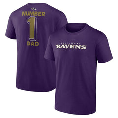 Baltimore Ravens #1 Dad Jersey T-Shirt - Purple - NFL