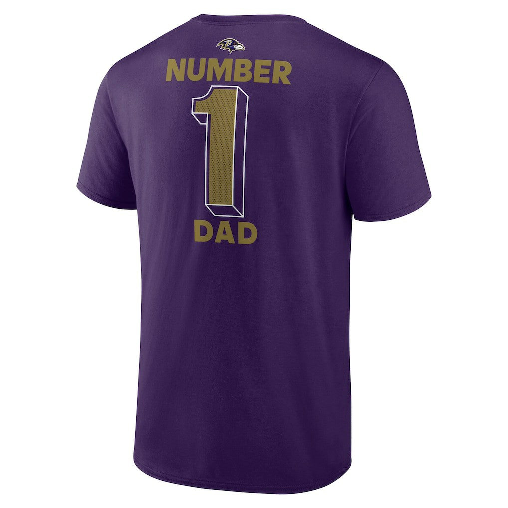 Baltimore Ravens #1 Dad Jersey T-Shirt - Purple - NFL