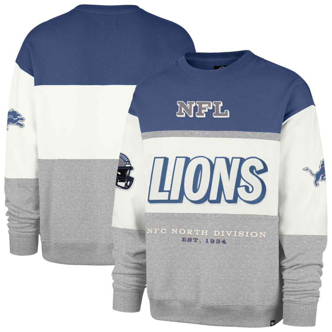 Detroit Lions '47 Breeze Maximalist Sweatshirt - Blue/Gray - 47 brand