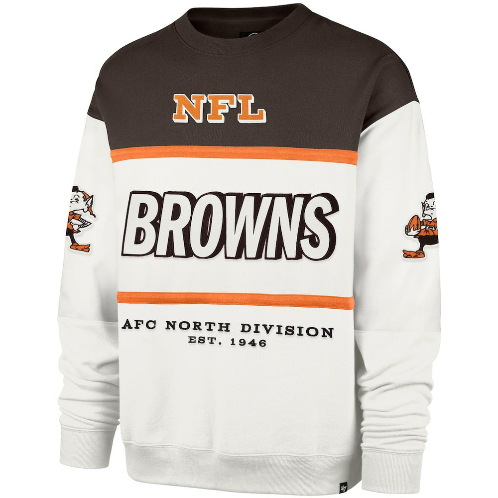 Cleveland Browns '47 Throwback Breeze Maximalist Sweatshirt - White - 47 brand