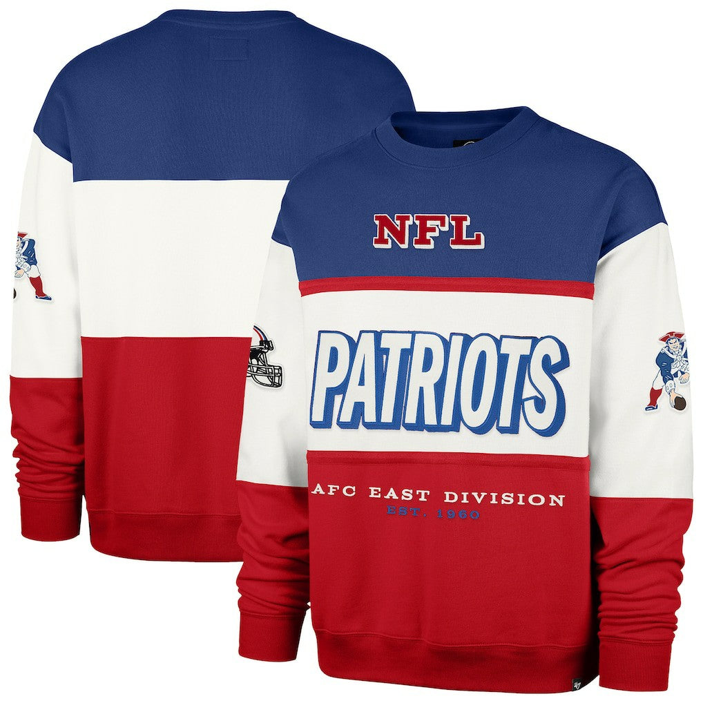 New England Patriots '47 Throwback Breeze Maximalist Sweatshirt - Royal/Red - 47 brand