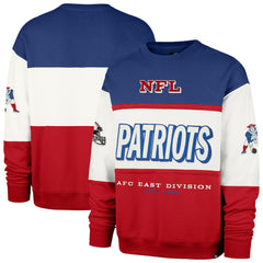 New England Patriots '47 Throwback Breeze Maximalist Sweatshirt - Royal/Red - 47 brand