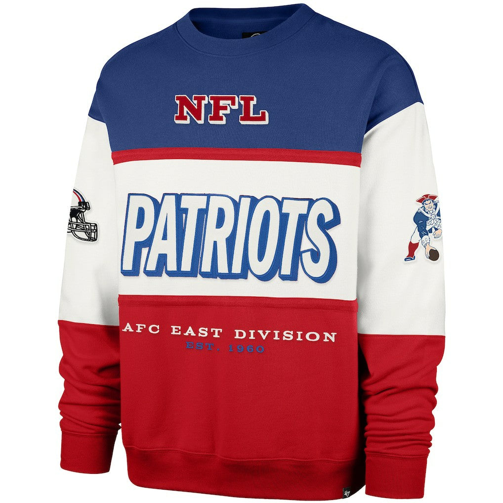 New England Patriots '47 Throwback Breeze Maximalist Sweatshirt - Royal/Red - 47 brand