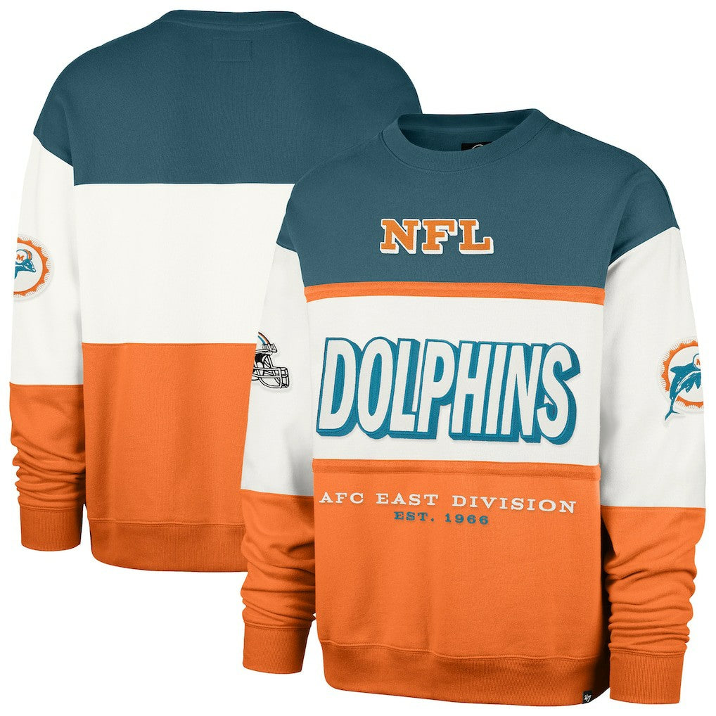 Miami Dolphins '47 Throwback Breeze Maximalist Sweatshirt - Aqua/Orange - 47 brand