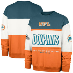 Miami Dolphins '47 Throwback Breeze Maximalist Sweatshirt - Aqua/Orange - 47 brand