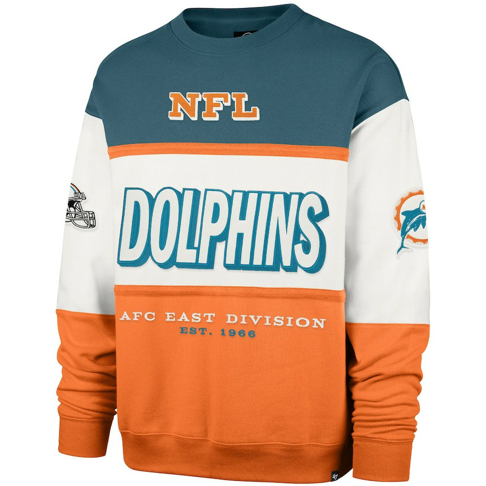 Miami Dolphins '47 Throwback Breeze Maximalist Sweatshirt - Aqua/Orange - 47 brand