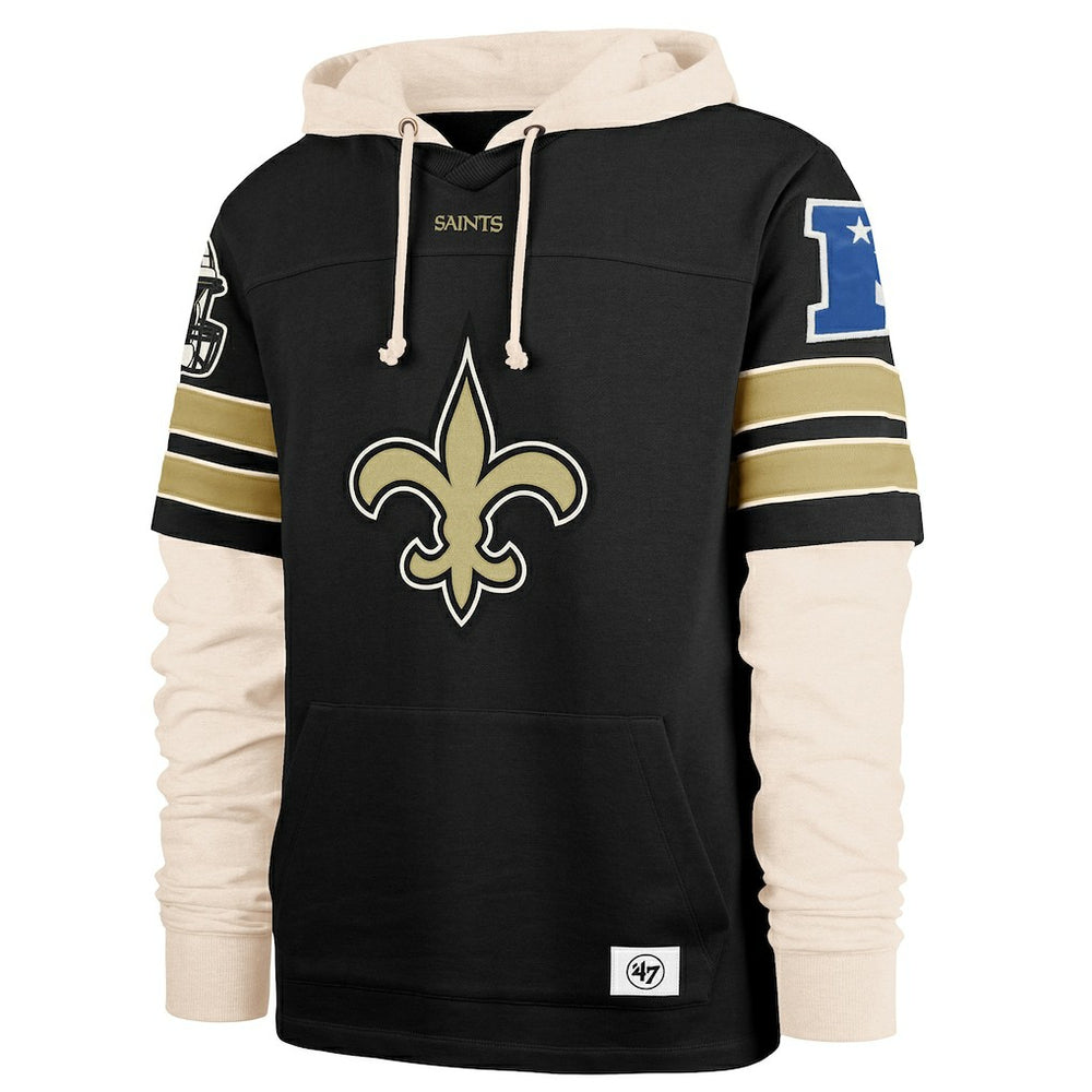 New Orleans Saints '47 Split Zone Cornerback Duo Hoodie - Black - 47 brand