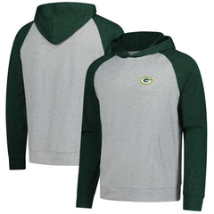 Green Bay Packers Antigua Urgent Pullover Hoodie - Heather Gray/Black - NFL
