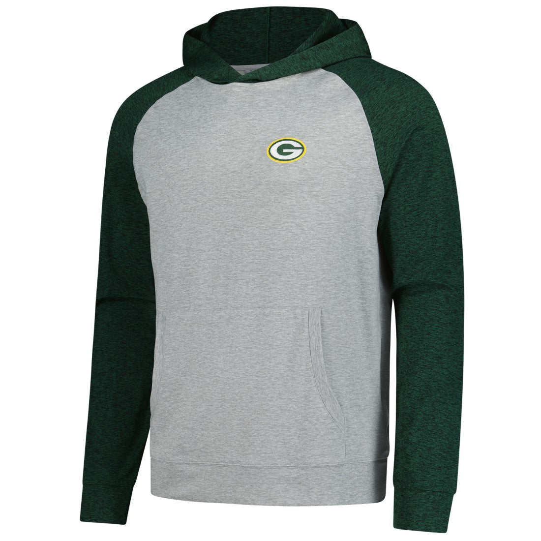 Green Bay Packers Antigua Urgent Pullover Hoodie - Heather Gray/Black - NFL
