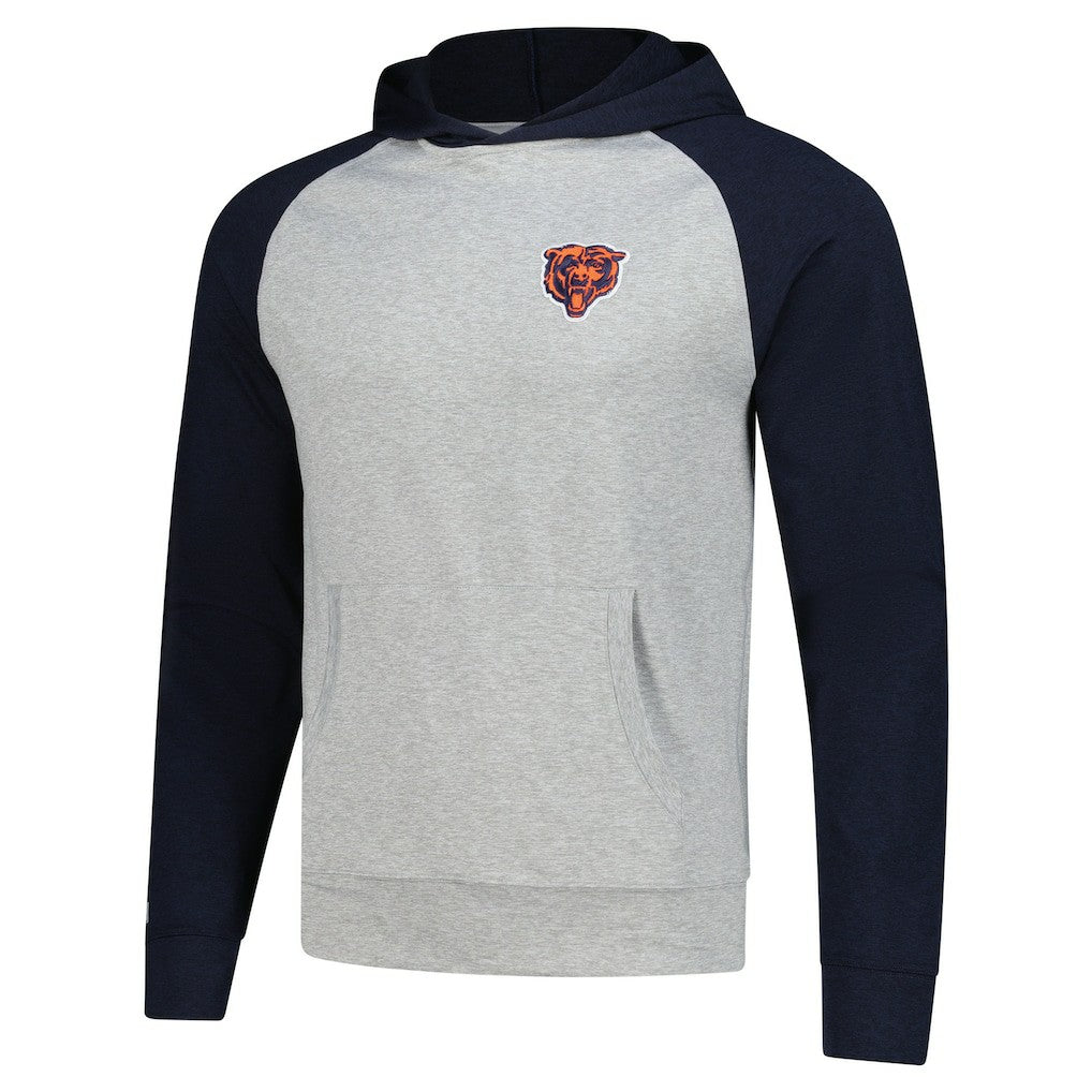 Chicago Bears Antigua Urgent Pullover Hoodie - Heather Gray/Navy - NFL