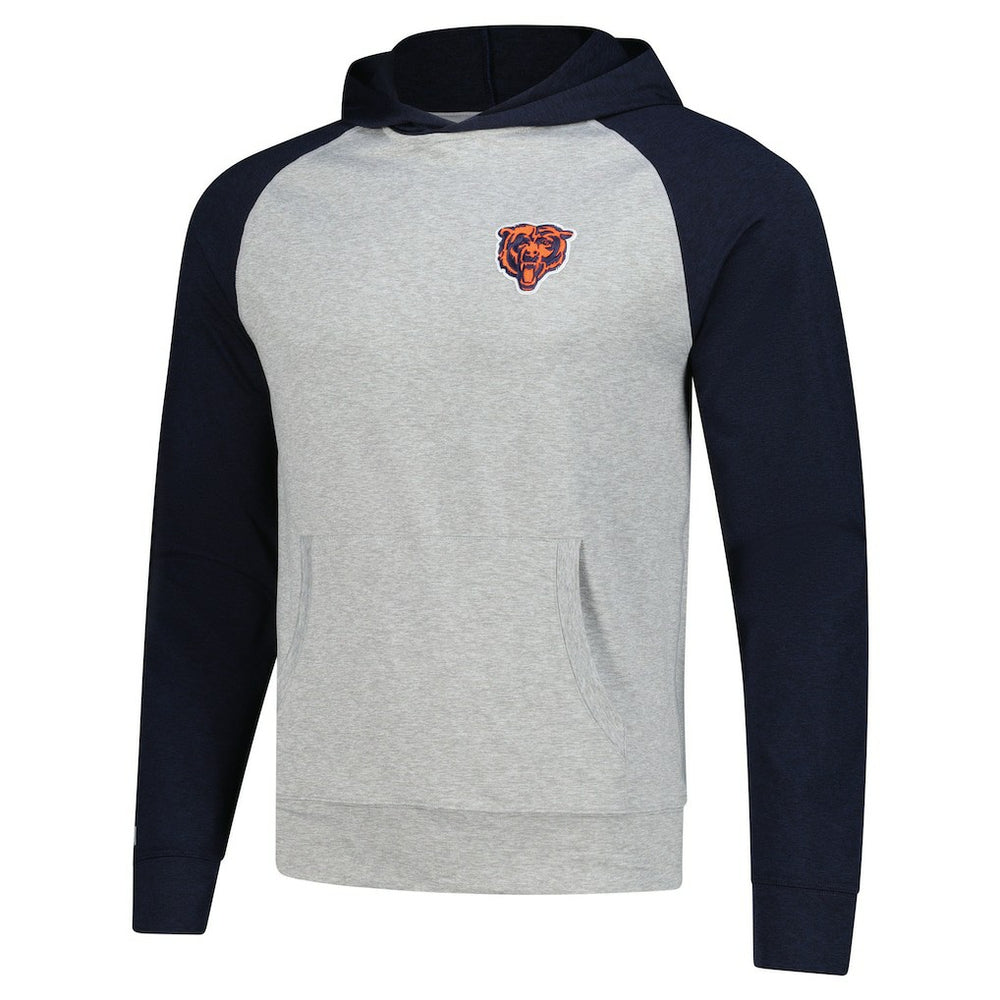 Chicago Bears Antigua Urgent Pullover Hoodie - Heather Gray/Navy - NFL
