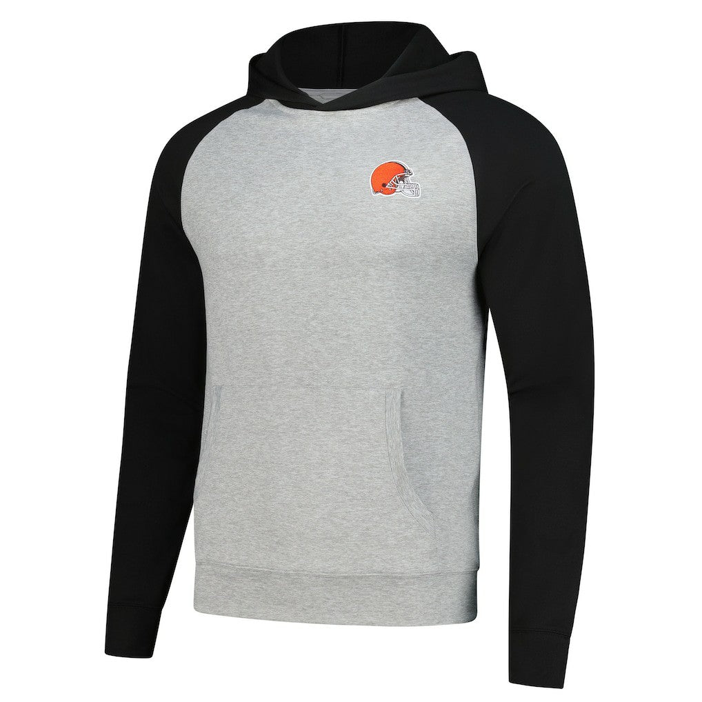 Cleveland Browns Antigua Urgent Pullover Hoodie - Heather Gray/Black - NFL