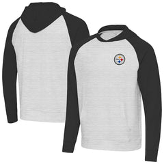 Pittsburgh Steelers Antigua Urgent Pullover Hoodie - Black/Heather Gray - NFL