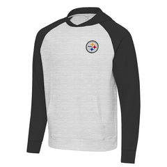 Pittsburgh Steelers Antigua Urgent Pullover Hoodie - Black/Heather Gray - NFL