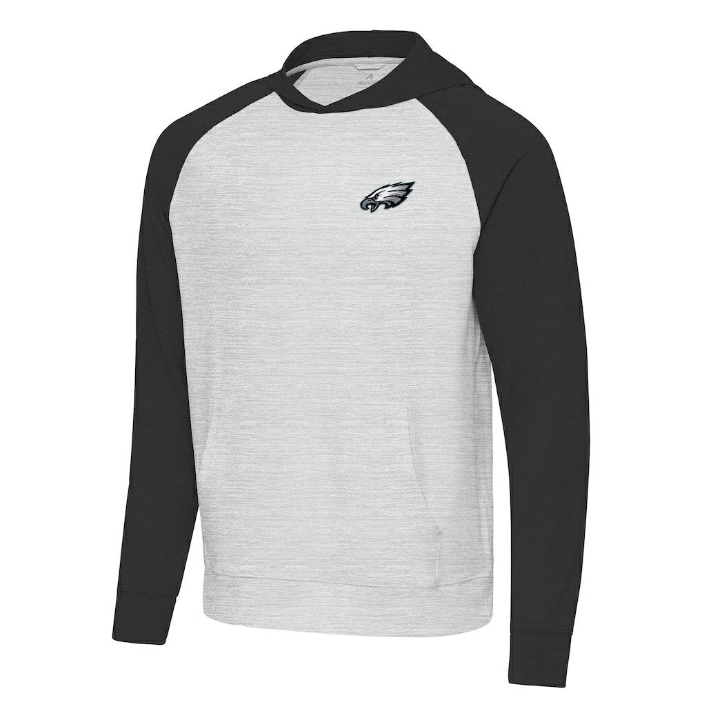 Philadelphia Eagles Antigua Urgent Pullover Hoodie - Black/Heather Gray - NFL